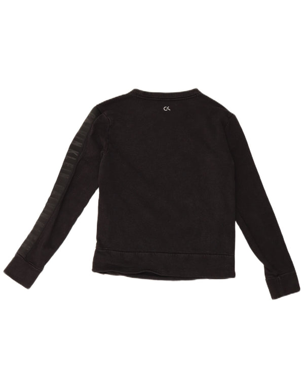 Calvin Klein Dame Grafisk Oversized Sweatshirt Jumper UK 6 XS Sort