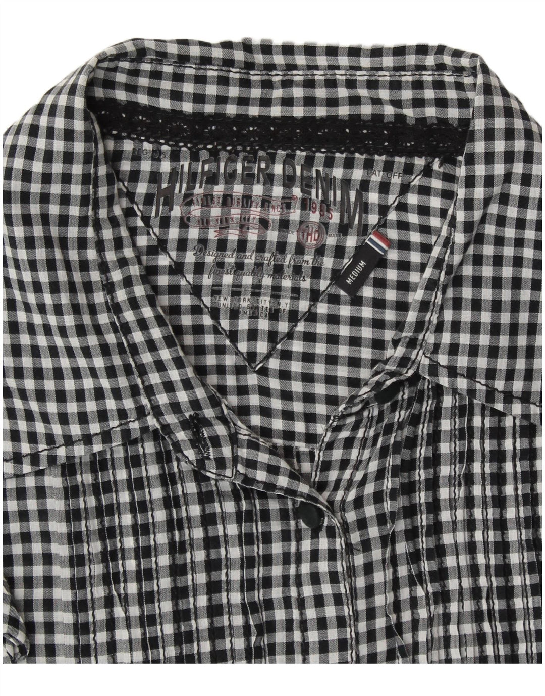 TOMMY HILFIGER ærmeløs skjortebluse til kvinder UK 14 Medium Black Gingham
