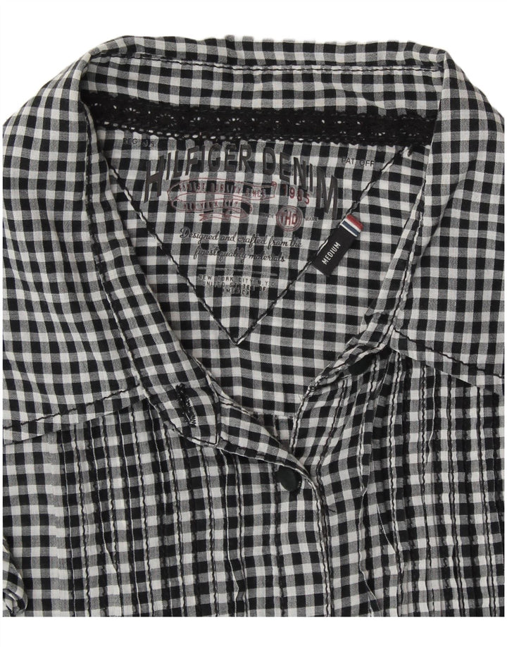 TOMMY HILFIGER ærmeløs skjortebluse til kvinder UK 14 Medium Black Gingham