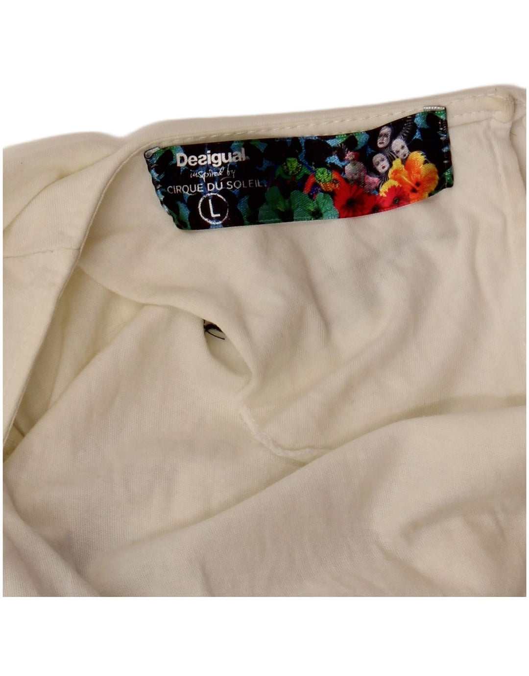 DESIGUAL Dame Cirque Du Soleil Grafisk Vest Top UK 14 Large White