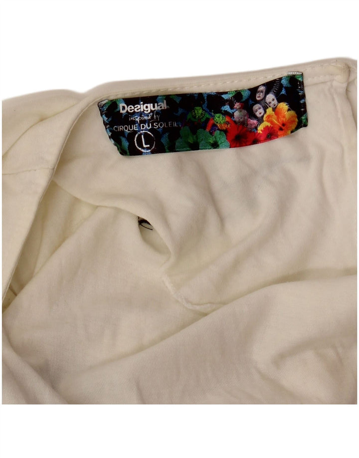 DESIGUAL Dame Cirque Du Soleil Grafisk Vest Top UK 14 Large White