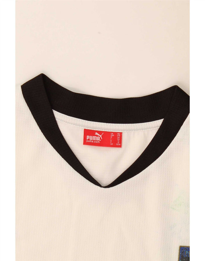 Puma Boys T-Shirt Top 13-14 år Hvid Colourblock