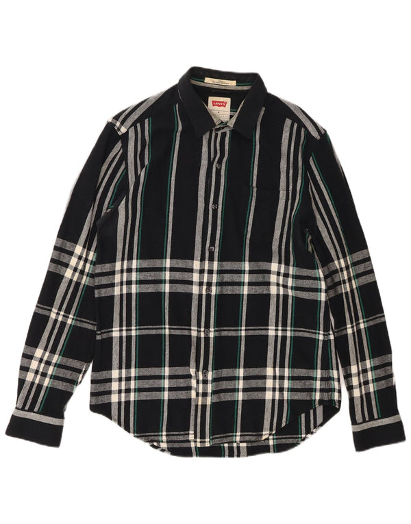 Levi's Mens Slim Fit Flannel Shirt Medium Navy Blue Check