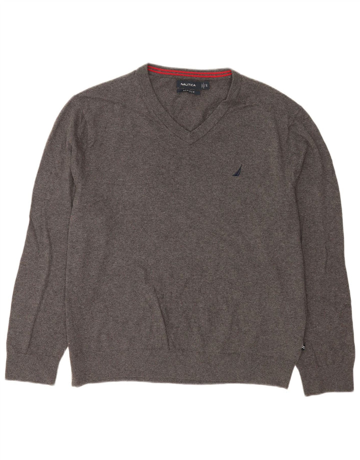 Nautica Herre Navtech V-hals sweater XL Grå Bomuld