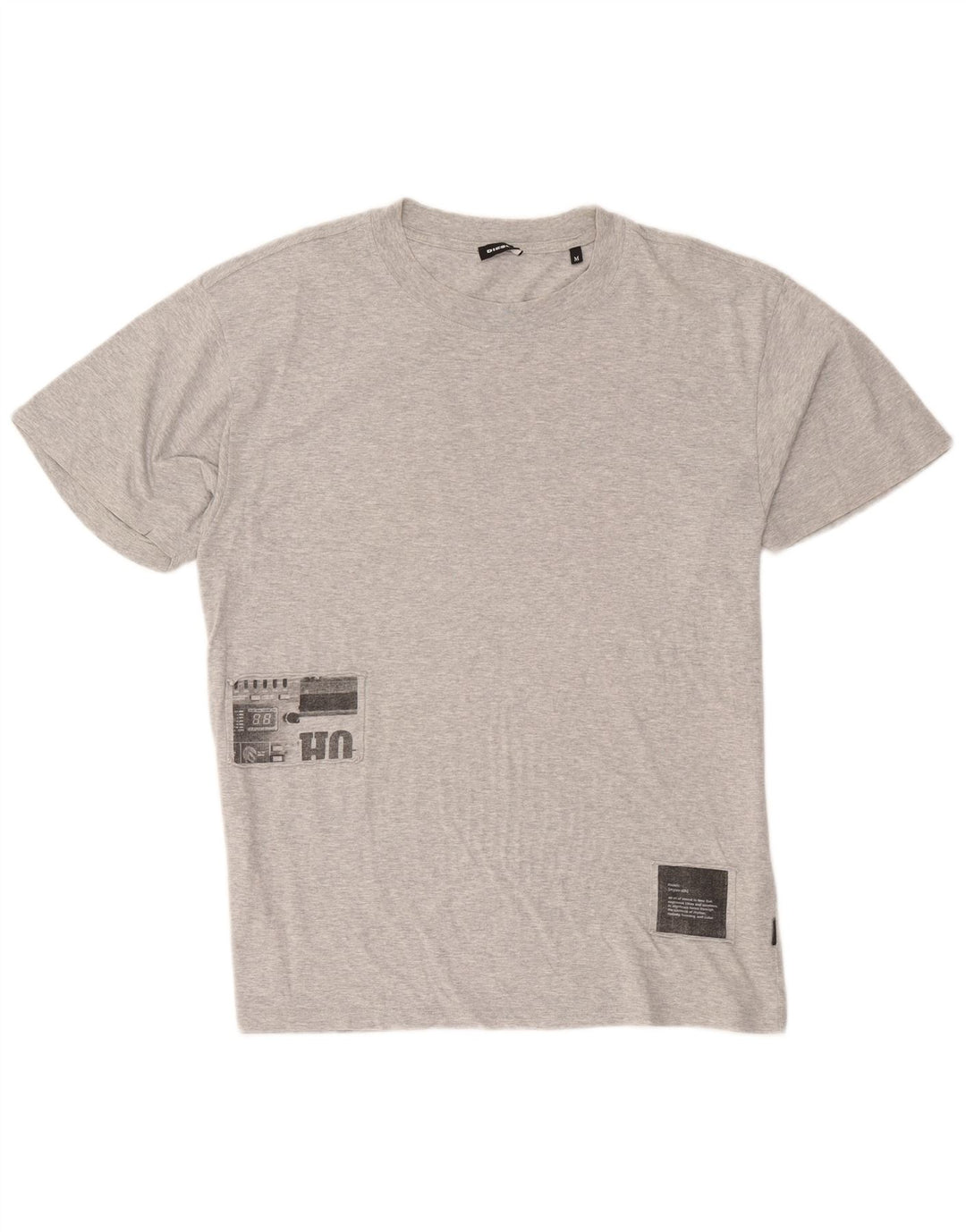 Diesel Herre grafisk T-shirt Top Medium Grey Flecked Bomuld