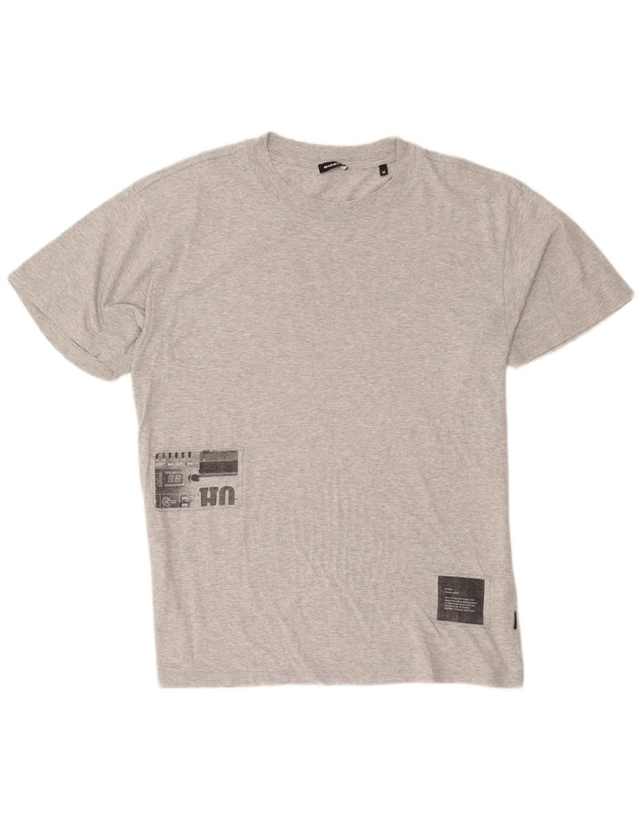 Diesel Herre grafisk T-shirt Top Medium Grey Flecked Bomuld