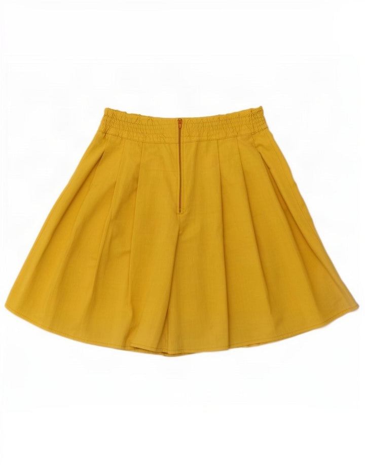 Vintage Dame Skort Mini Nederdel W26 Lille Gul Viscose