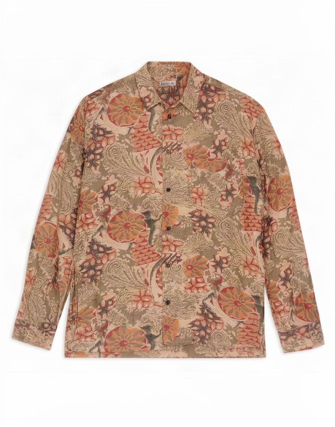 Vintage herreskjorte lille beige blomster