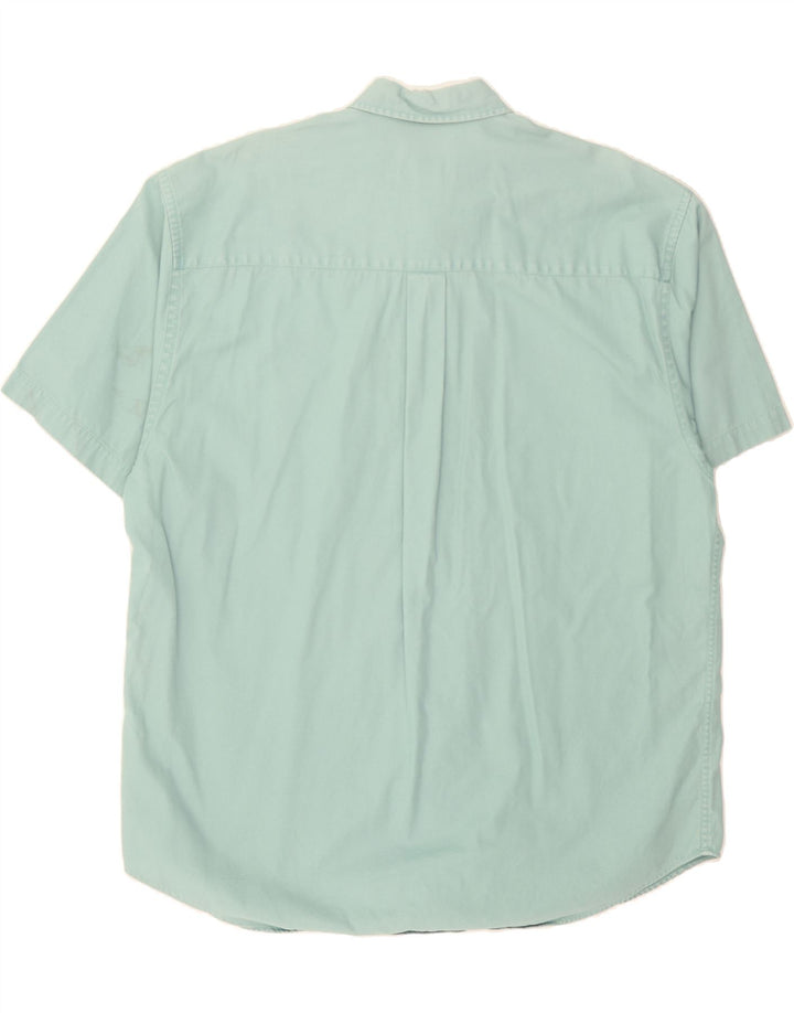 EDDIE BAUER Mens Short Sleeve Shirt Large Turquoise Cotton Vintage Eddie Bauer and Second-Hand Eddie Bauer from Messina Hembry 