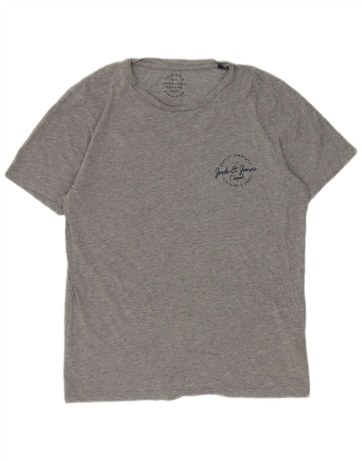 Jack & Jones Herre T-Shirt Top Stor Grå Flecked Bomuld