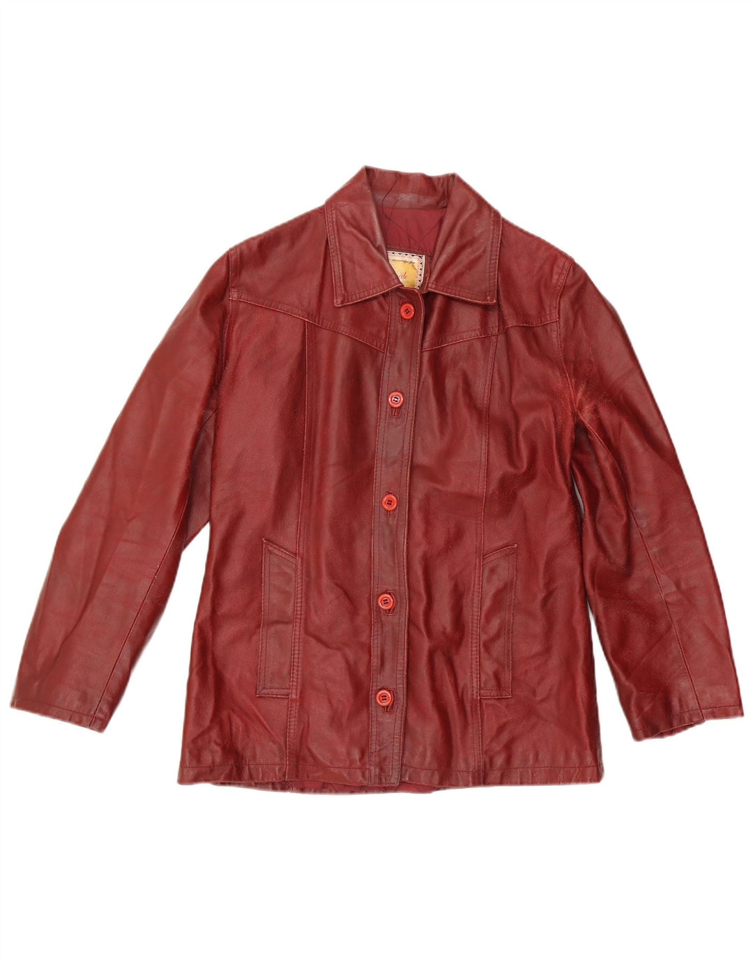 Bayside Dame Læderjakke UK 14 Large Burgundy Læder