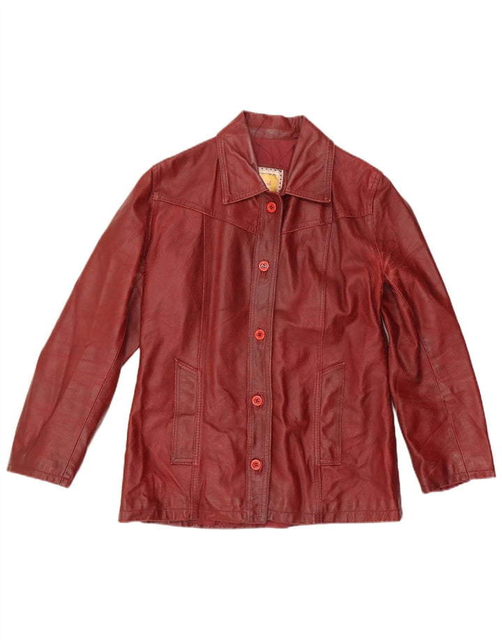Bayside Dame Læderjakke UK 14 Large Burgundy Læder