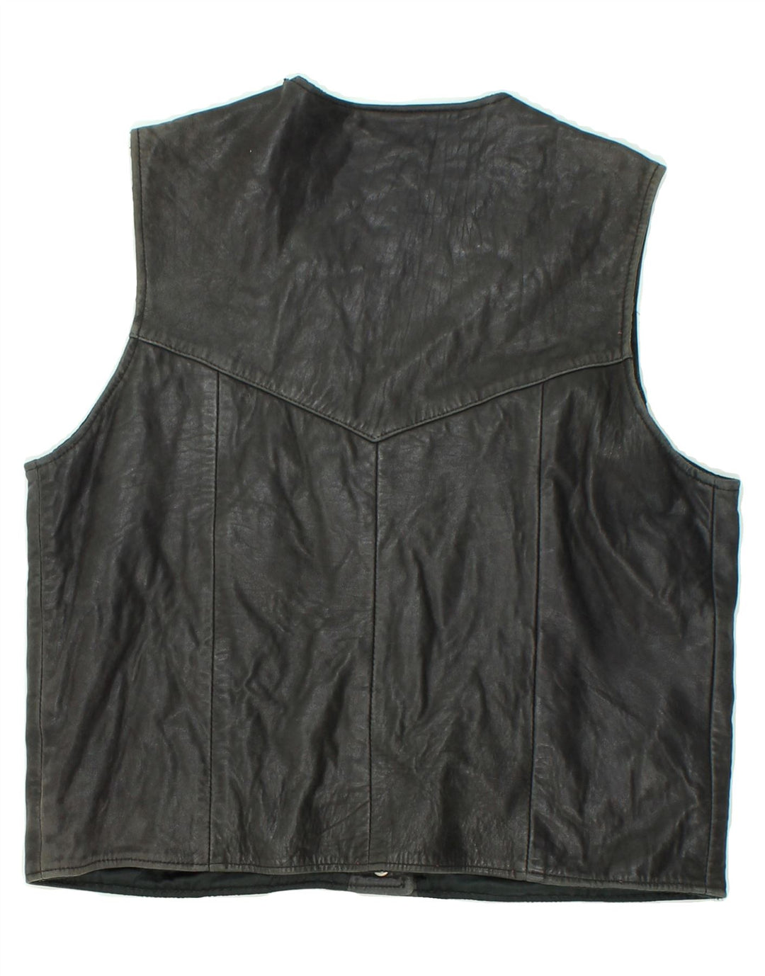 VINTAGE Dame Læder Gilet UK 14 Large Sort