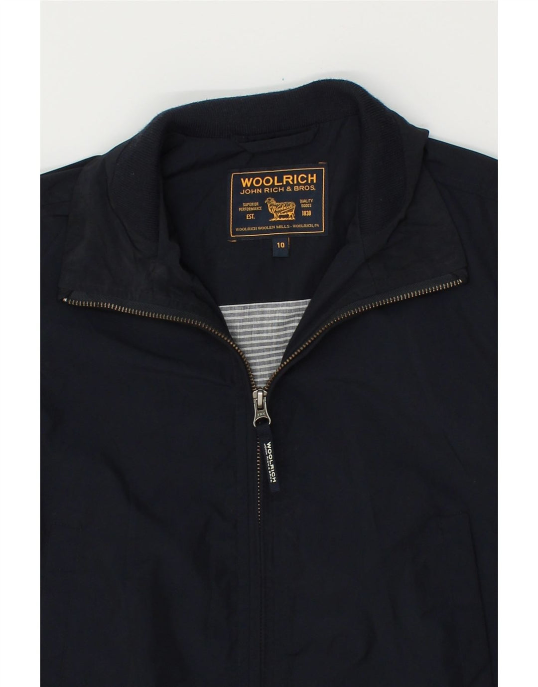 WOOLRICH Boys Bomber Jacket 9-10 Years Navy Blue Polyester Vintage Woolrich and Second-Hand Woolrich from Messina Hembry 
