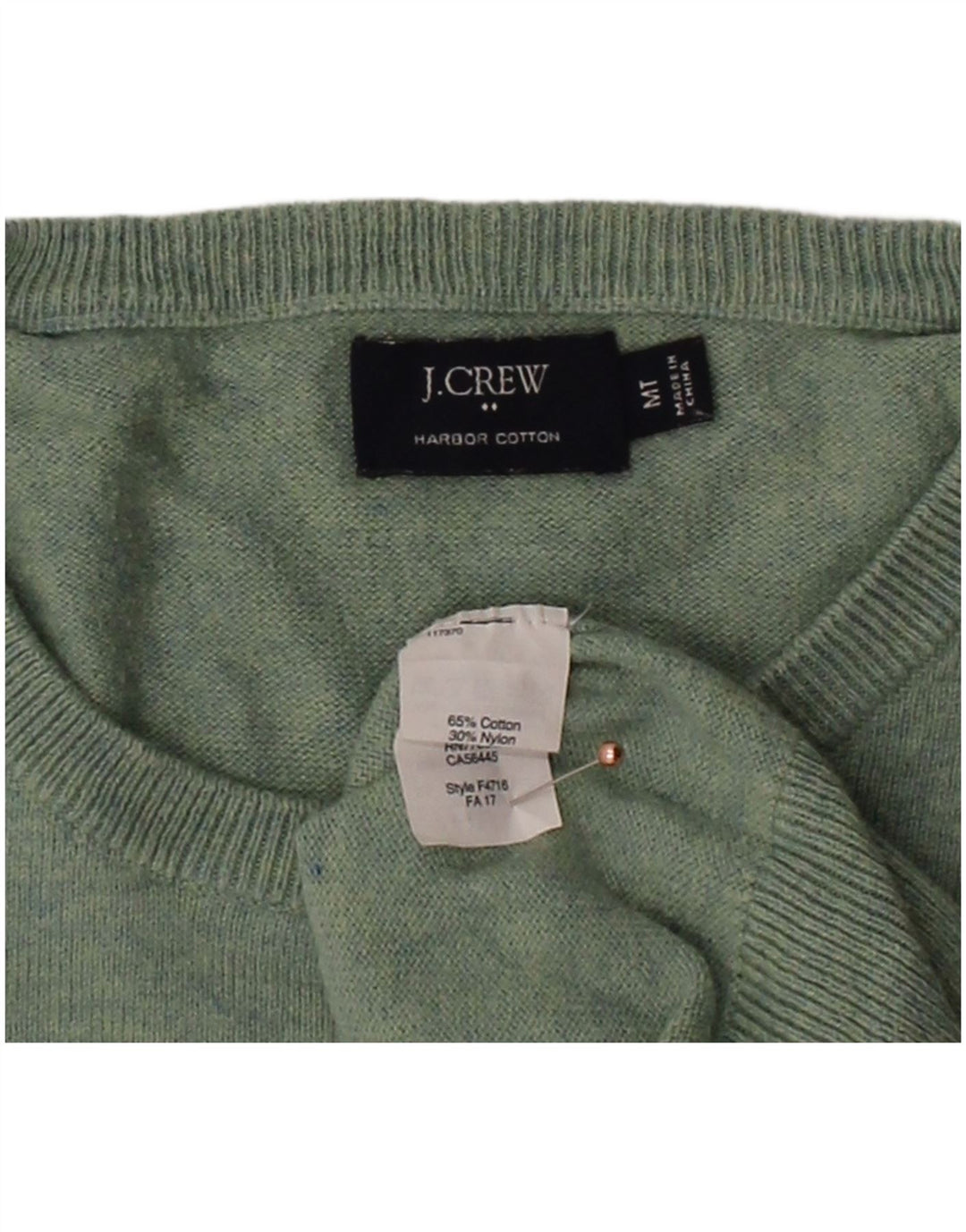 J. CREW Mens Crew Neck Jumper Sweater Medium Green Cotton