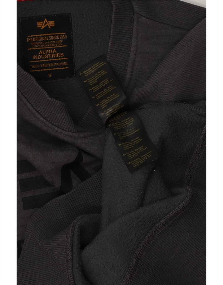 Alpha Industries Grafisk sweatshirt til mænd, lille grå bomuld