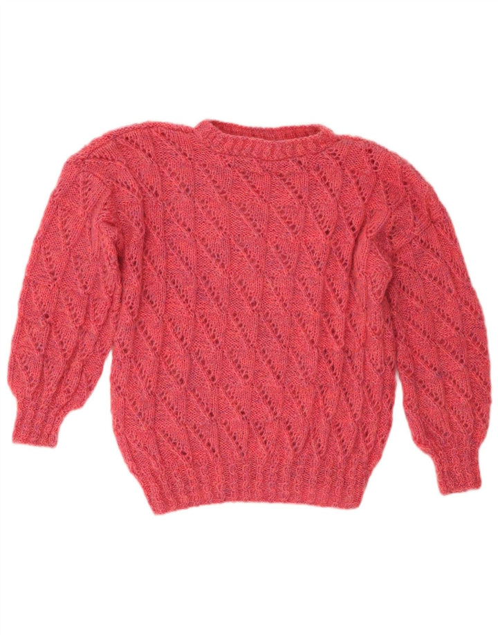 Vintage dame sweater med rund hals DK 14 Medium Pink