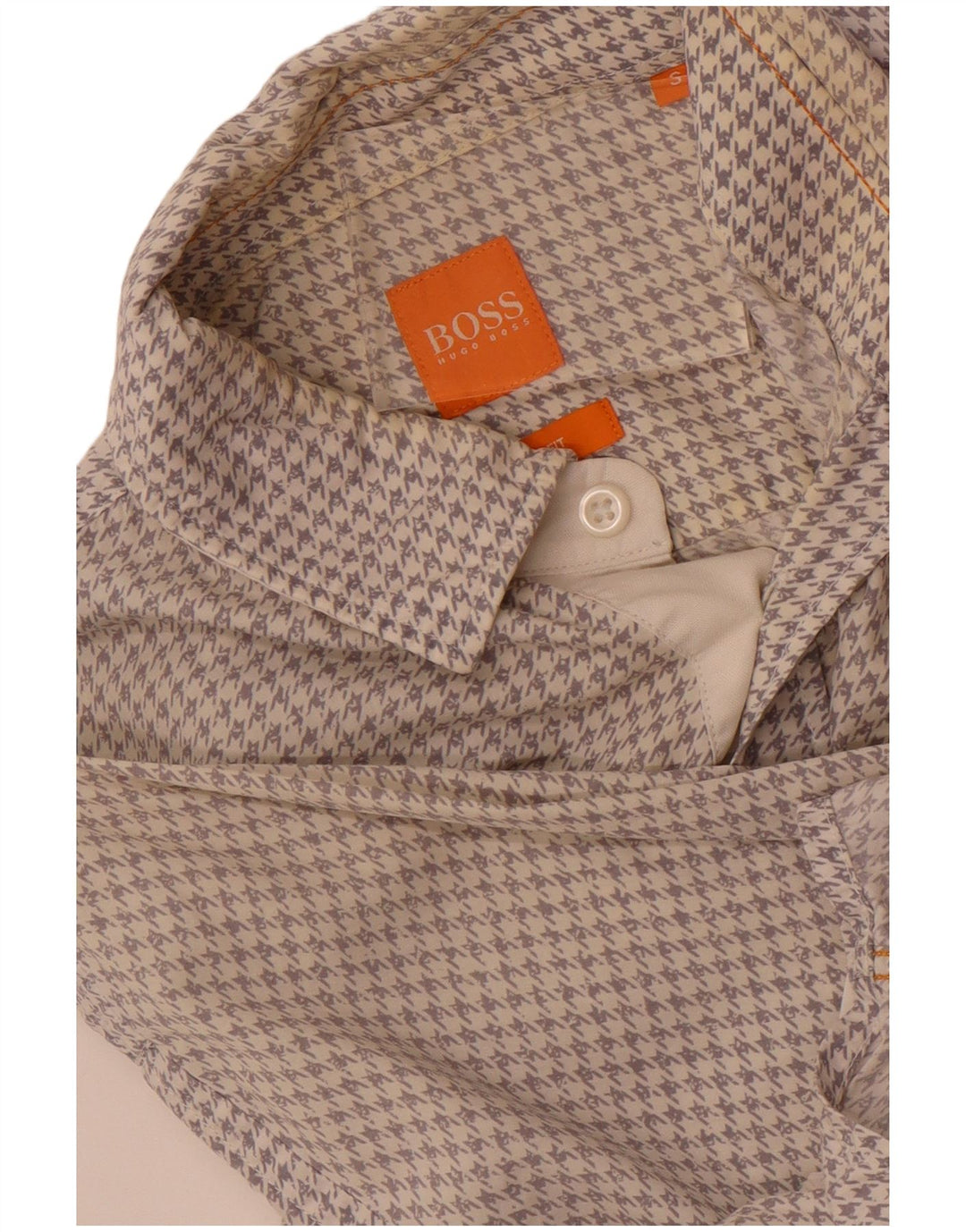 Hugo Boss Slim Fit skjorte til mænd, lille hvid Houndstooth