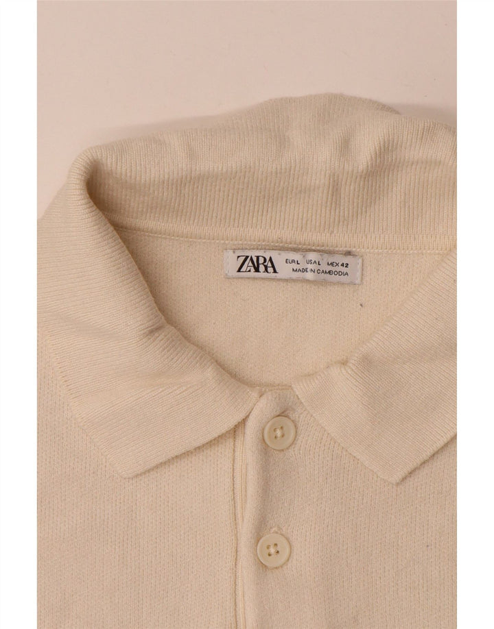 Zara Herre Polo Neck Jumper Sweater Stor Hvid