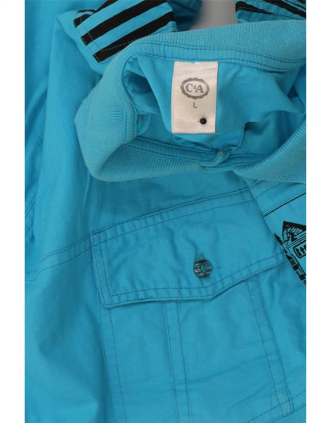 C & A Herre Kortærmet Pullover Shirt Stor Blå Bomuld