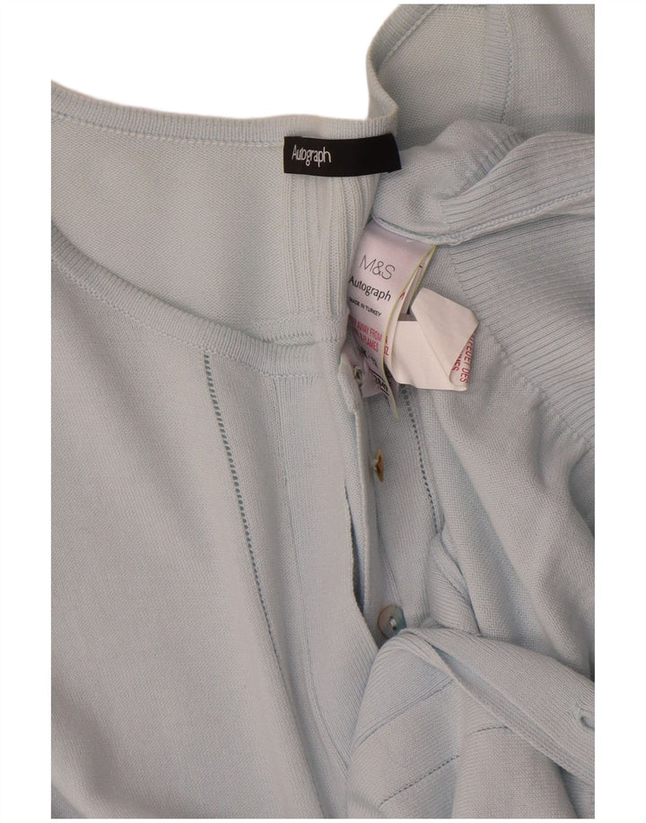 Marks & Spencer Womens Autograph Cardigan Sweater UK 12 Medium Blue Cotton