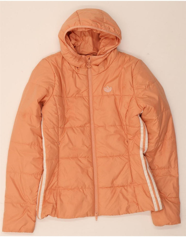 Adidas Dame Hætte Polstret Jakke UK 10 Small Pink Polyester