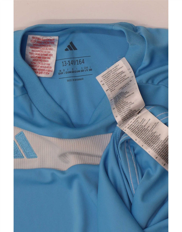 Adidas Boys T-Shirt Top 13-14 år Blå Colourblock Polyester
