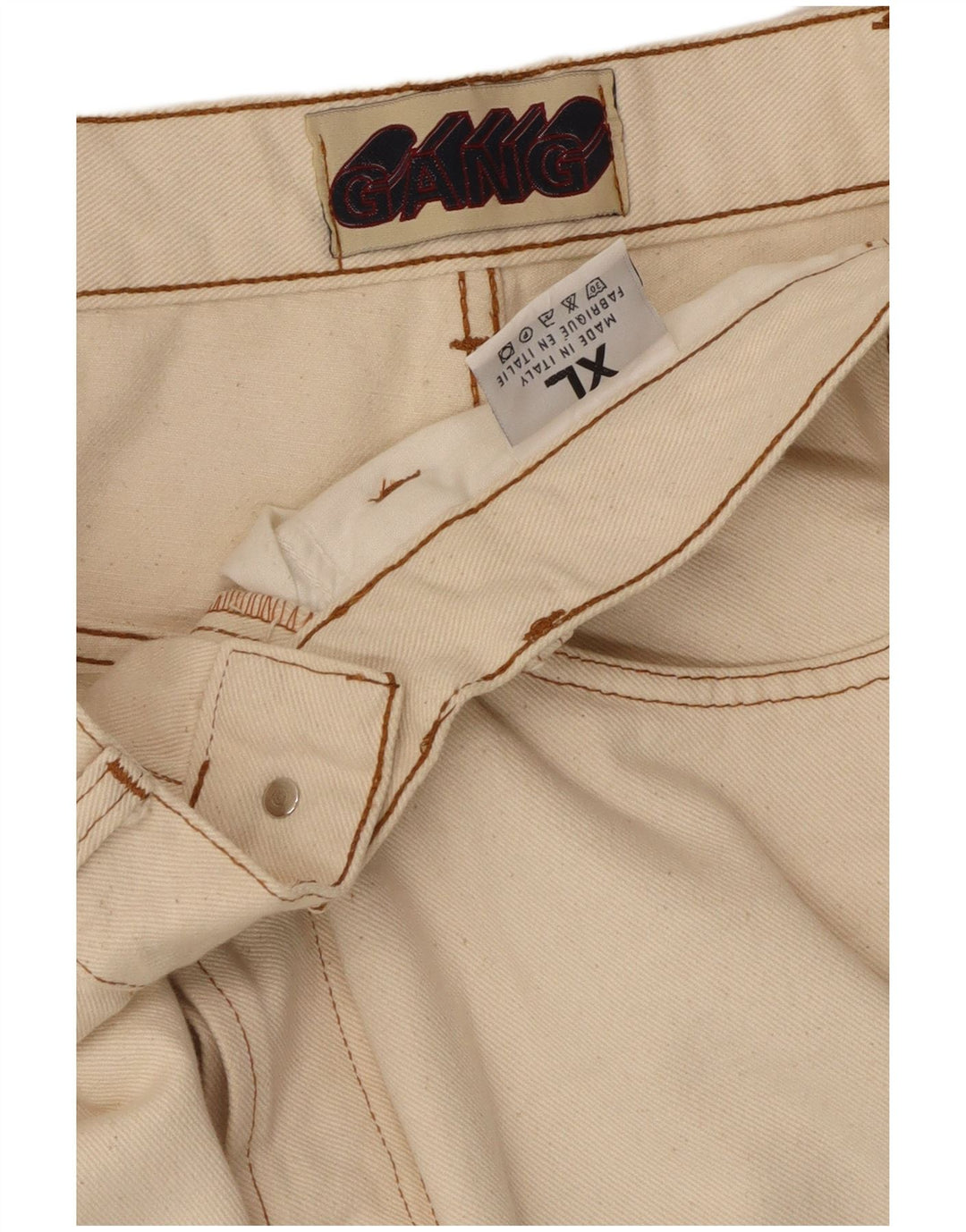 GANG Herre Brede Ben Casual Bukser XL W32 L33 Off White Bomuld