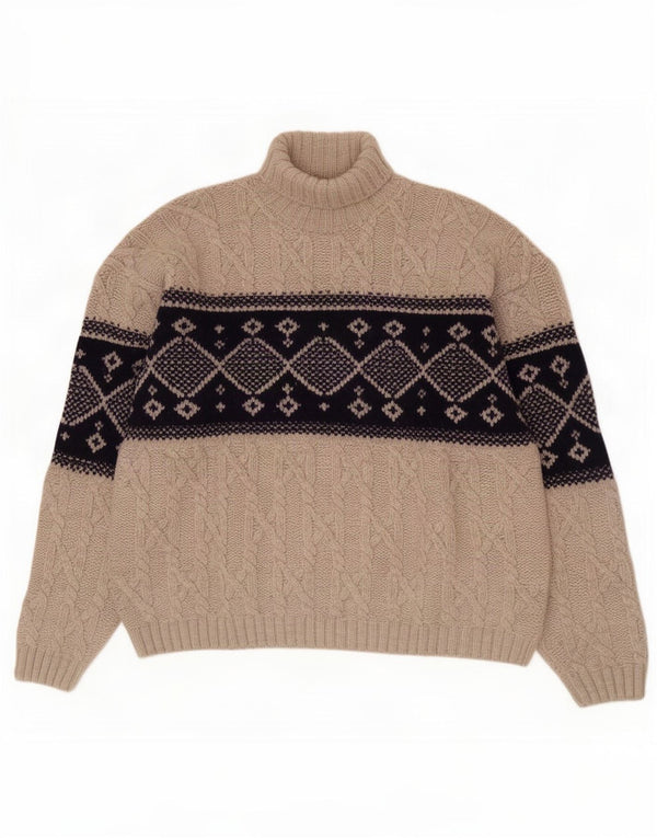 Ocean Star Herre Roll Neck Jumper Sweater IT 50 Medium Grey Geometrisk Uld