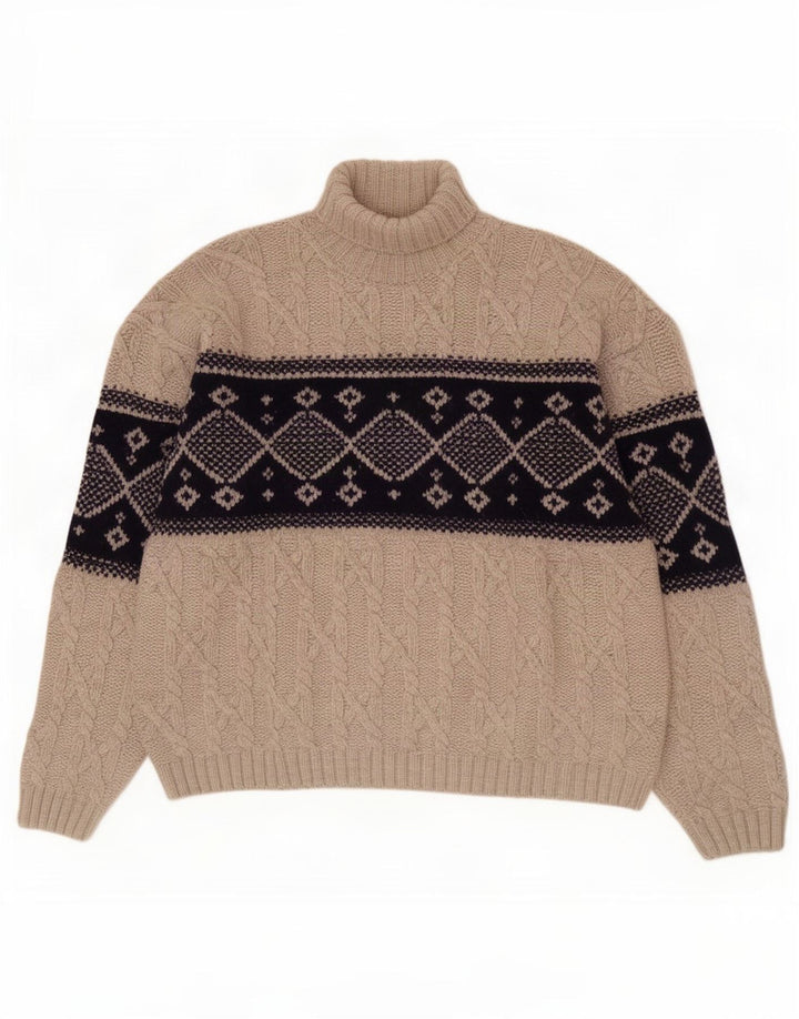 Ocean Star Herre Roll Neck Jumper Sweater IT 50 Medium Grey Geometrisk Uld