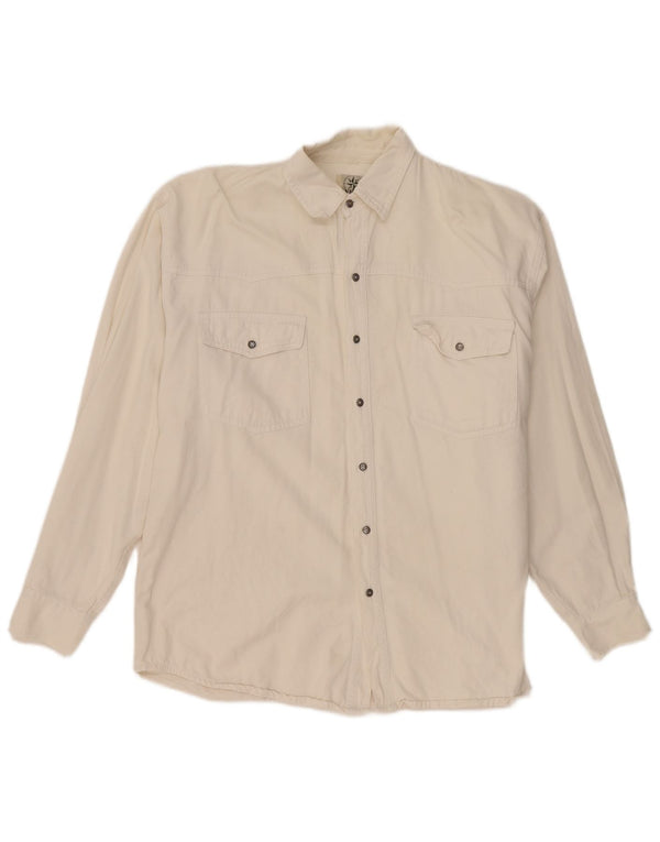 Anyway Mens Denim Shirt Large Off White Cotton