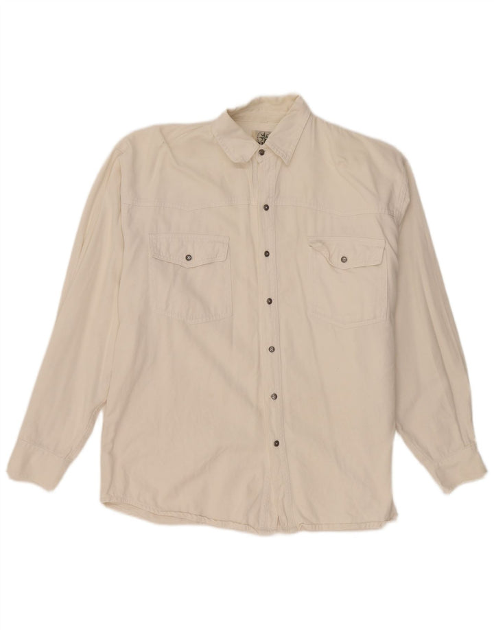 Anyway Herre Denim Shirt Large Off White Bomuld