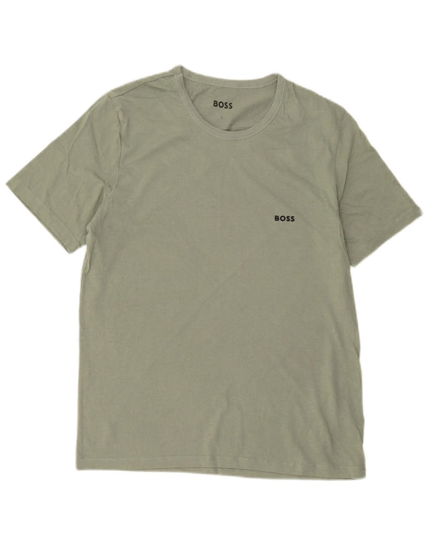 Hugo Boss Dame T-Shirt Top UK 16 Stor Grøn Bomuld