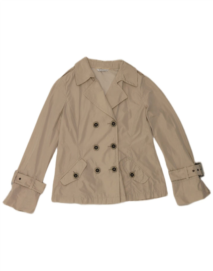 Marella Kvinder Kort Trench Coat UK 14 Stor Beige Polyester