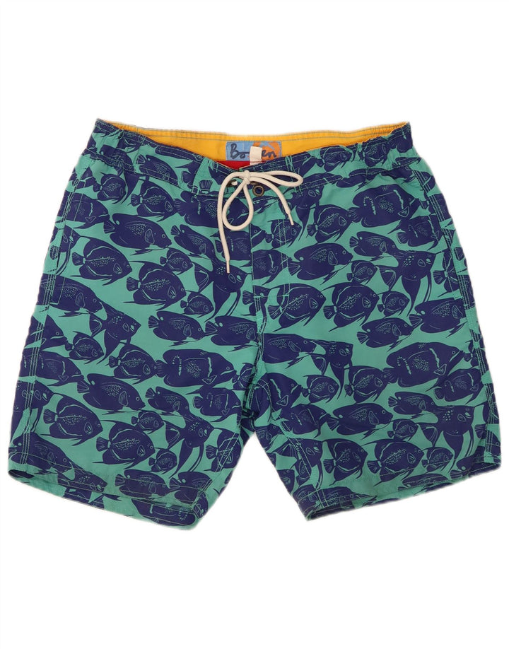 Boden Badeshorts til mænd med abstrakt mønster mellemblå polyester