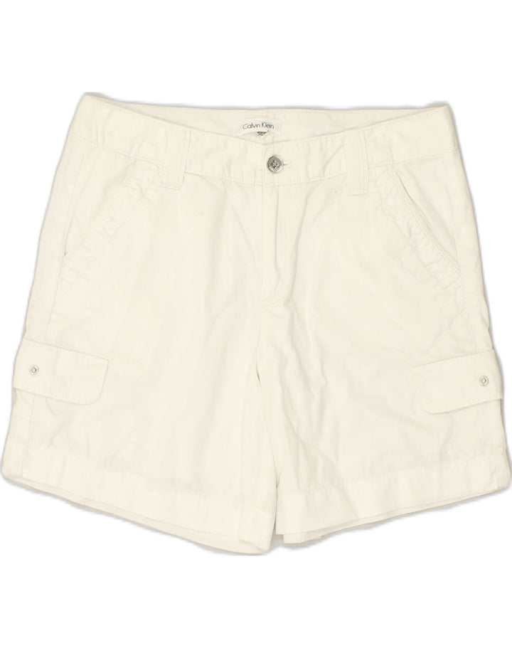 CALVIN KLEIN Womens Cargo Shorts US 6 Medium W30  White Cotton | Vintage Calvin Klein | Thrift | Second-Hand Calvin Klein | Used Clothing | Messina Hembry 