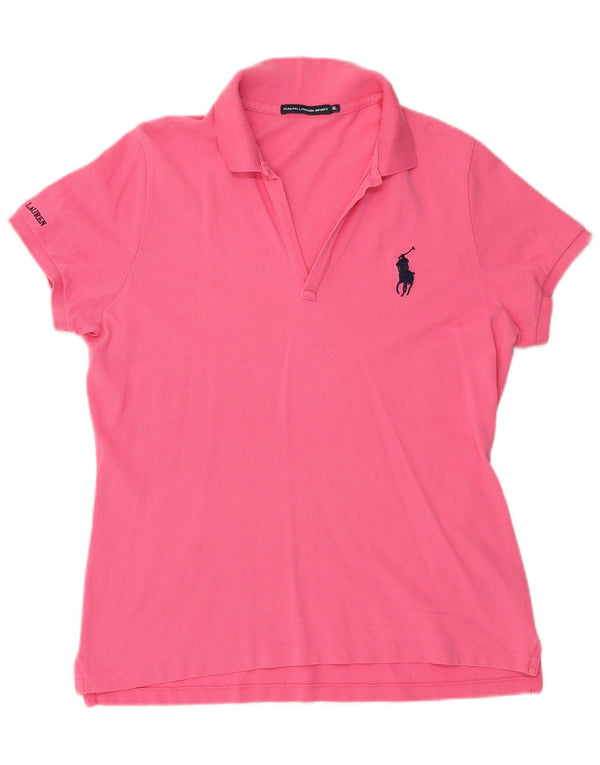 RALPH LAUREN Dame poloshirt UK 18 XL Pink Bomuld