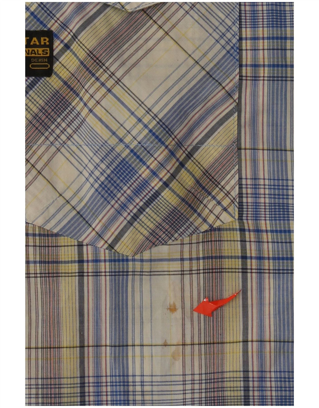 G-Star Herre grafisk kortærmet skjorte XL flerfarvet plaid bomuld