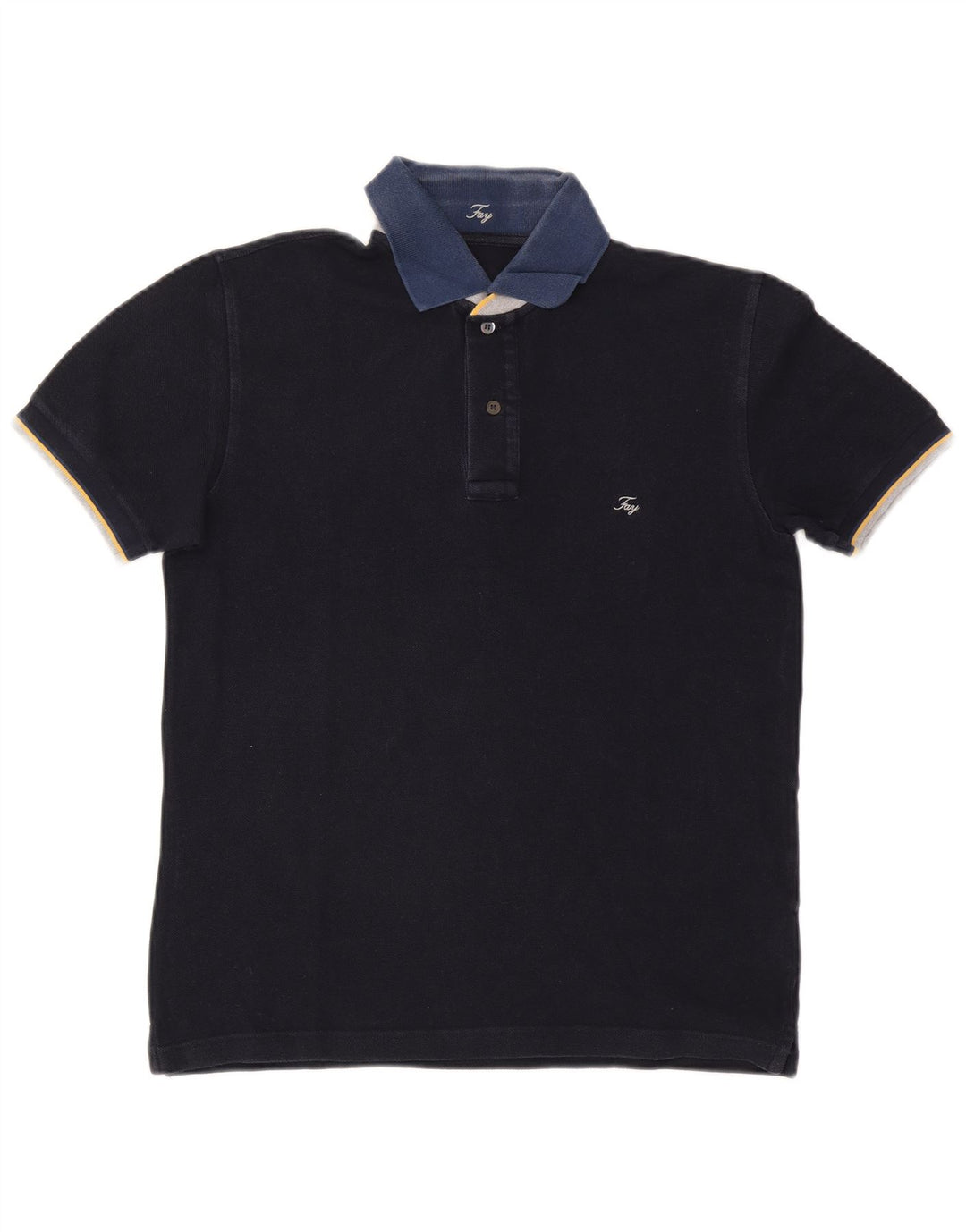 Fay Herre Rugby Polo Shirt Medium Navy Blue Bomuld