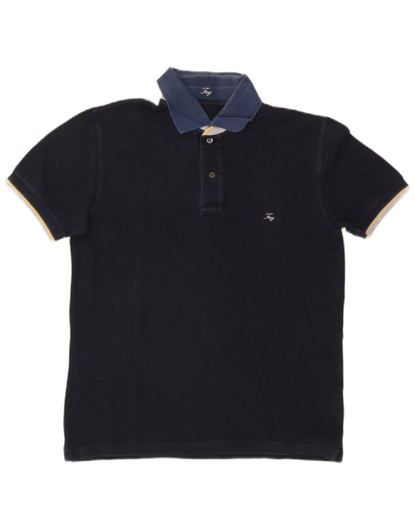 Fay Herre Rugby Polo Shirt Medium Navy Blue Bomuld