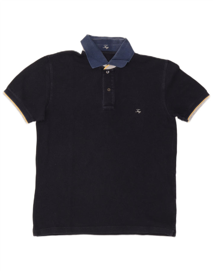 Fay Herre Rugby Polo Shirt Medium Navy Blue Bomuld