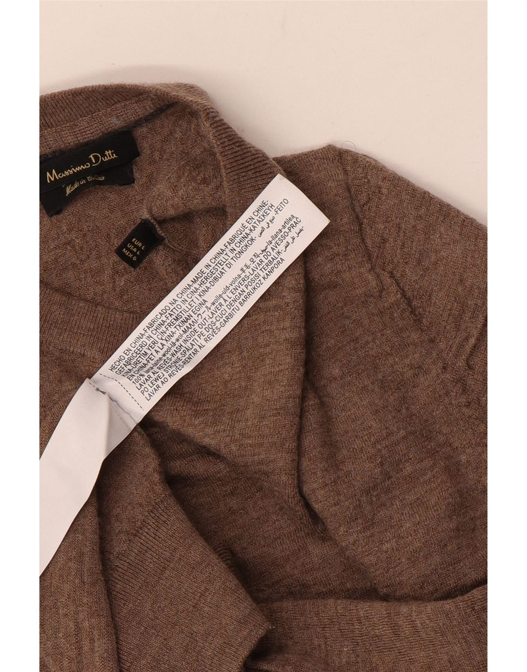 Massimo Dutti dame sweater med rund hals DK 14 Stor brun uld