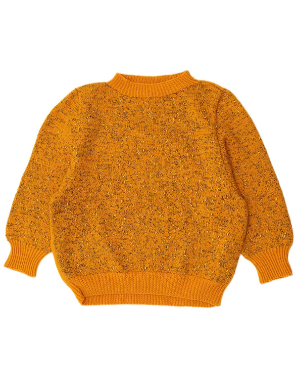 Vintage Dame Turtle Neck Jumper Sweater UK 16 Large Yellow Flecked