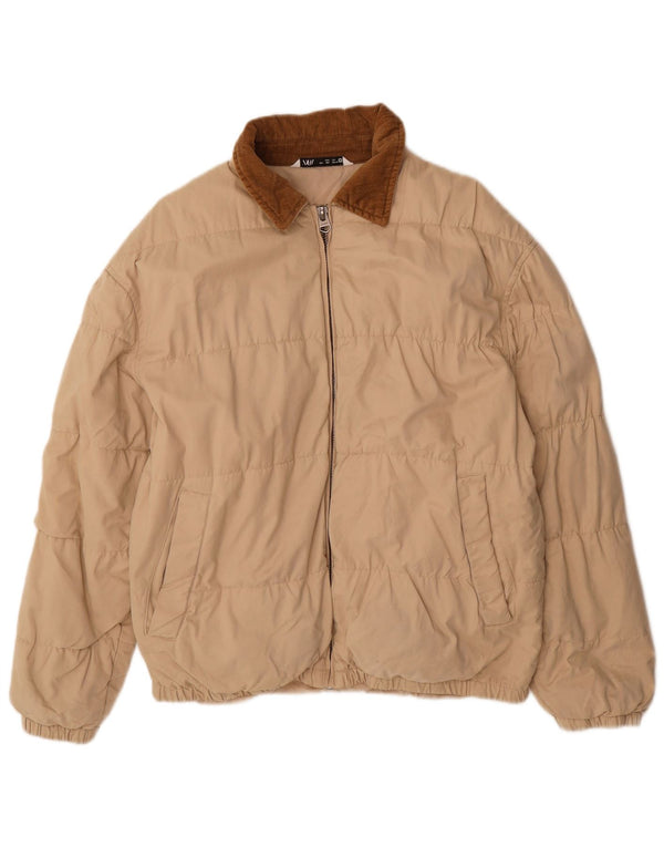 Zara Bomber Jacket UK 40 Large Beige Colourblock Polyester