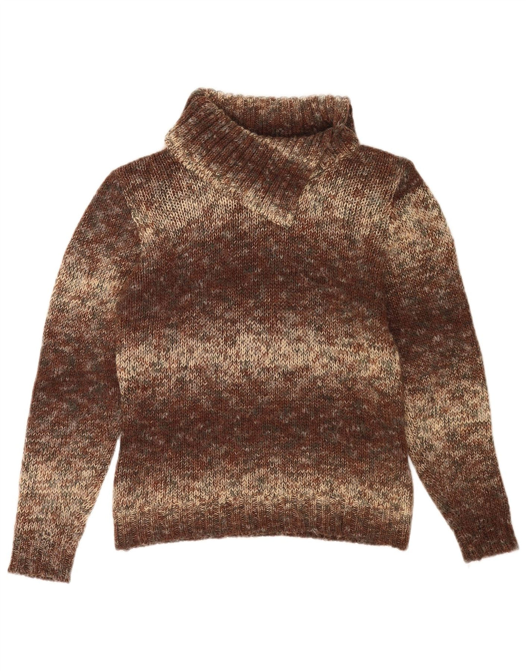 Vintage Dame Roll Neck Jumper Sweater UK 14 Medium Brown Flecked