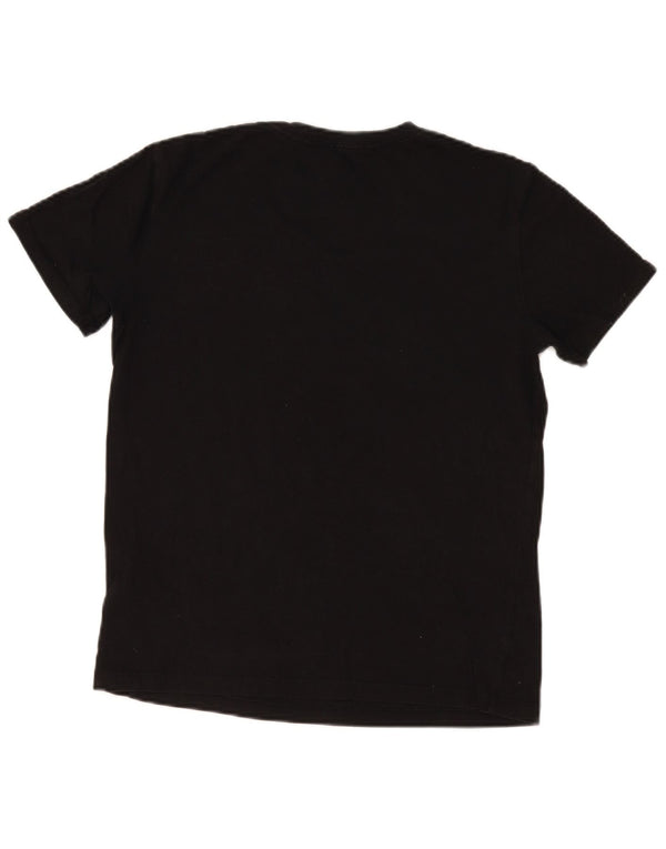 Calvin Klein Jeans Dame Grafisk T-Shirt Top UK 12 Medium Sort Bomuld