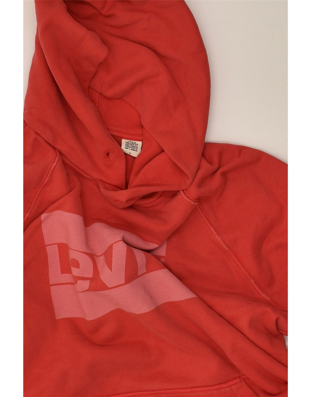 LEVI'S Womens Graphic Hoodie Jumper UK 14 Medium Red Cotton | Vintage Levi's | Thrift | Second-Hand Levi's | Used Clothing | Messina Hembry 
