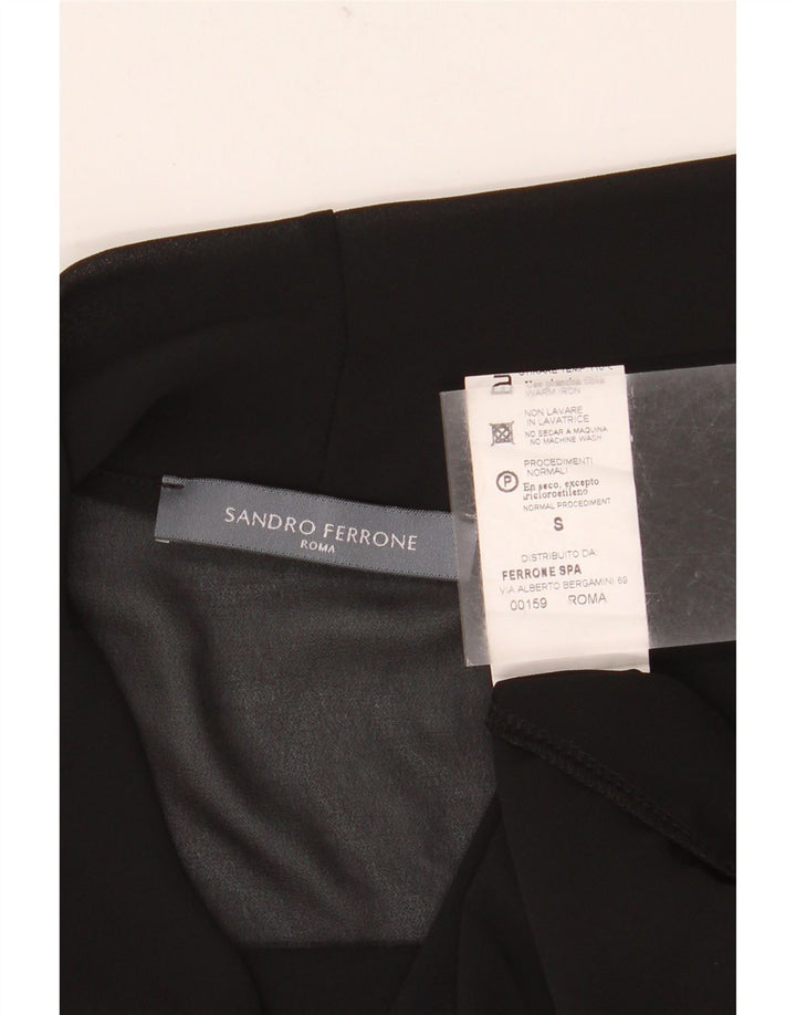 Sandro Ferrone Dame See Through Bluse Top UK 10 Small Black Polyester