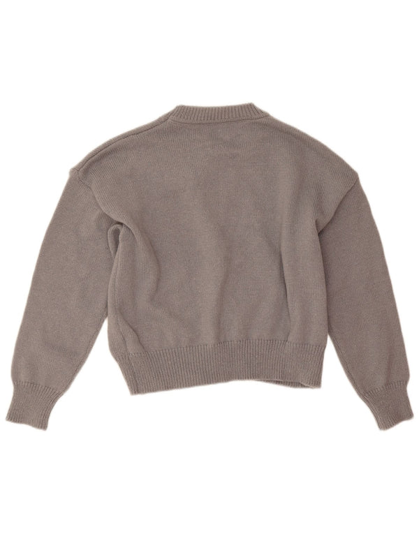 Shein Womens Crop Boat Neck Jumper Sweater EU 40/42 Large Grey Floral