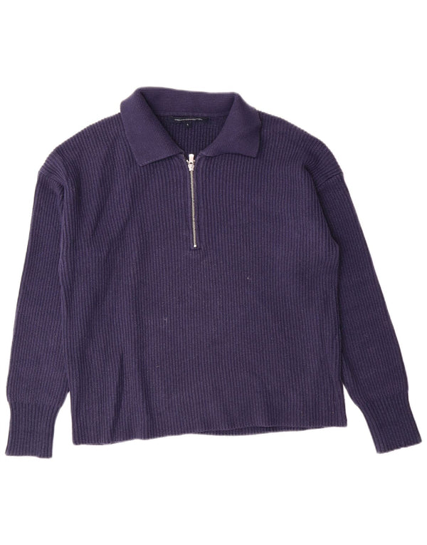 FRANSK FORBINDELSE Dame Polo Neck Jumper Sweater UK 10 Small Navy Blue